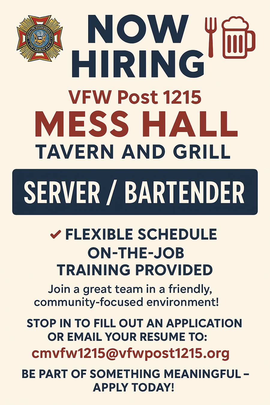 Now hiring VFW